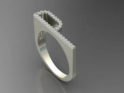 alphabet jewelry ring diamond letter P 3D print model