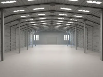 MODEL WAREHOUSE 3D model with metal beams 3D model