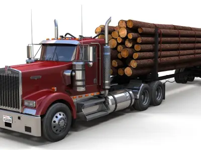 Kenworth log truck Low-poly 3D model