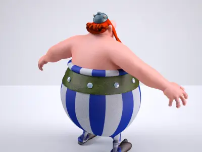 Obelix Low Poly with 4k Texture and Displacement map  Low-poly 3D model