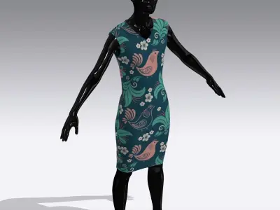 Female Cloth Dress Low-poly 3D model