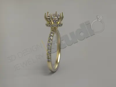 Luxury solitaire ring with unique art design 3d model 3D print model