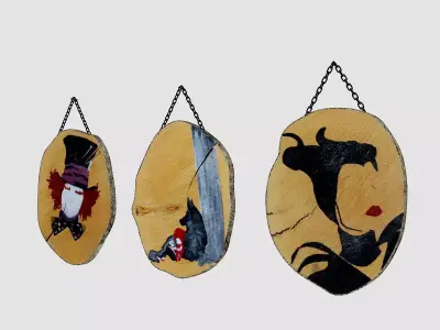 3D wooden tables model Low-poly 3D model