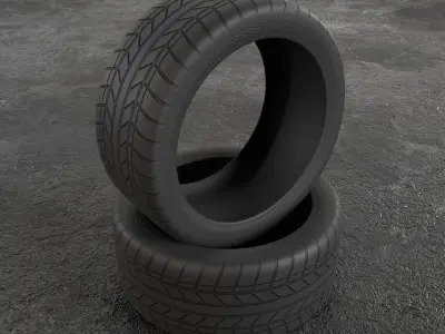 Car Tire Wheel Sport Gameready Low-poly 3D model