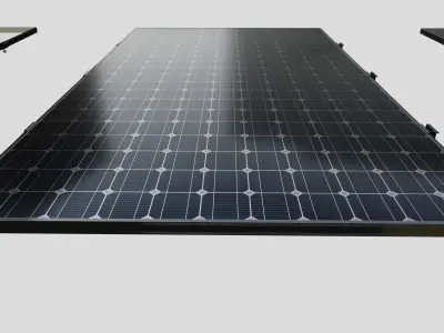 Black Framed Solar Panel 675W 2384x1303x35mm 3D model