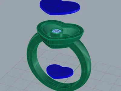 Luxury Heart Ring with glass Diamond 3mm Chopard 3D print model