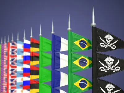 TRIANGLE FLAG ANIMATED 3D model