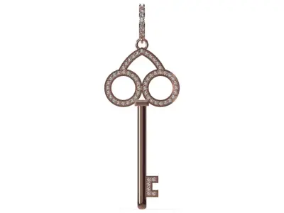 Jeweled Heart Key stl 3d jewelry Pendant model jp0140 3D print model