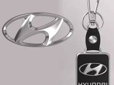 Hyundai car logo keychain 3d model  3D model