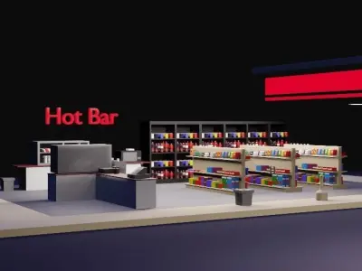 Low-Poly Gas Station model Low-poly 3D model