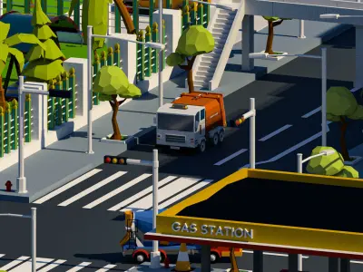 3D Low Poly City pack Low-poly 3D model