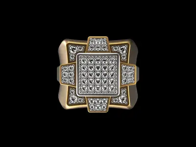 18K Yellow Gold Diamond Rings for Men 5 3D print model