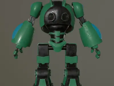 Robot Green Low-poly 3D model