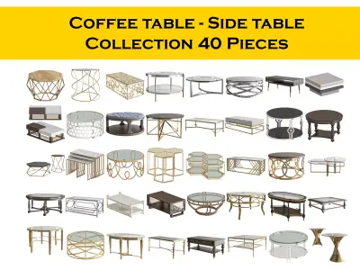 Coffee table - Side table Collection 40 Pieces 3d model 3D model