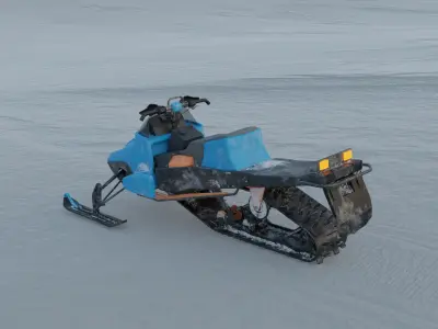 Realistic Snowmobile Clean and Snowy Textures 3D model