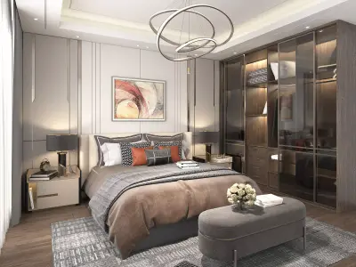 Modern Bedroom Scene 11 3D model