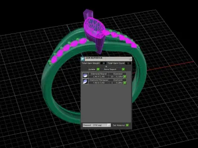 Engagement ring with marquise 3D print model