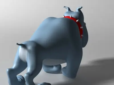 Crazy dog cartoon 3D Low-poly 3D model