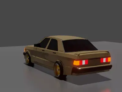 Mercedes Benz 190 w201 low poly Low-poly 3D model