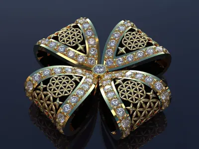 Necklace bow Flower of life with enamel 3D print model 3D print model