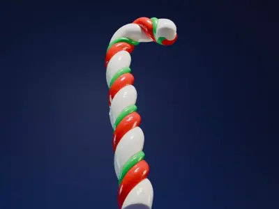 3D Candy Cane Christmas Decoration 3D model
