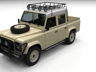 Land Rover Defender 110 Double Cab Pick Up w interior 3D model