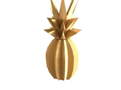 Lowpoly pineapple golden 3D model