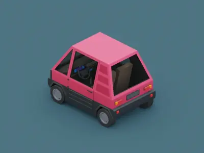 Stylized Cartoon Euro Micro Car  Low-poly 3D model