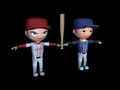 Animated Baseball Player Character Low-poly 3D model