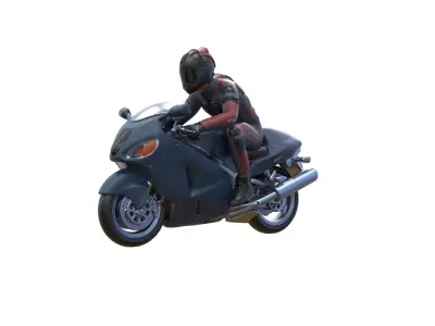 Motor rider and motorcycle 3D print model