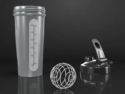Protein Shaker Bottle Disassembled 3D model