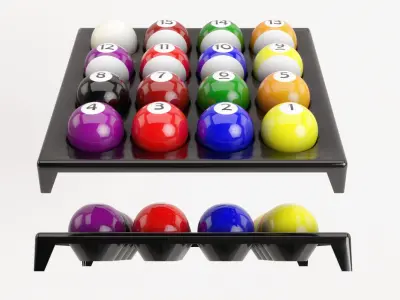Pool Balls on plastic holder 3D model