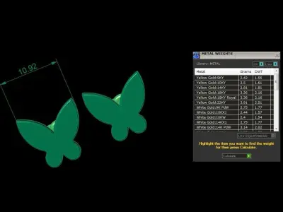 Jewelry Earring Butterfly Shape 3D print model