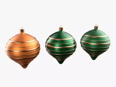 Christmas Tree Ornament Set9 - Green Orange 3D model