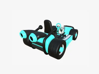 Cartoon Kart I10 Light Blue - Vehicle Racing Design Low-poly 3D model