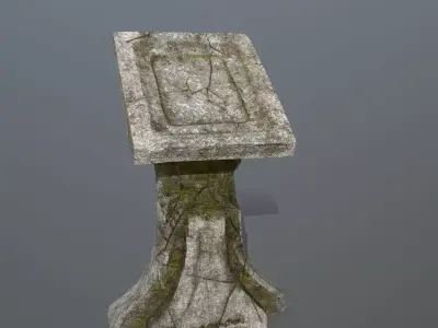lectern stone bench Low-poly 3D model