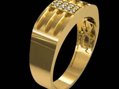 Elegant Diamond Gold Ring 3D print model