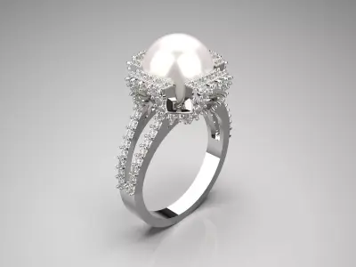 Crown of the Sea pearl stl 3d ring model pr0023 3D print model