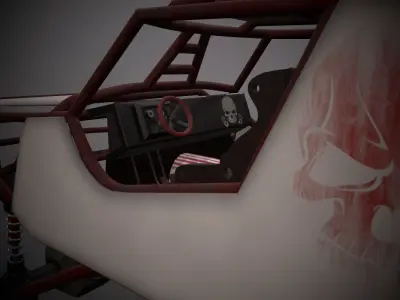 Red Monster Truck Low-poly 3D model