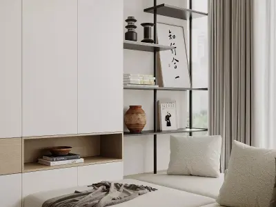 Modern living room dining room interior scenes 464 3D model