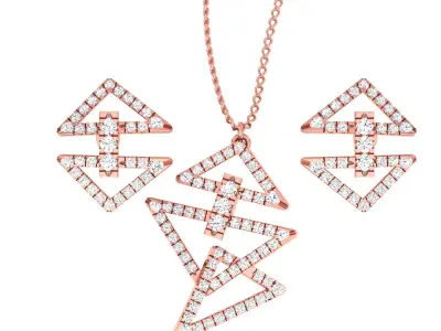 Pendant Earrings combo - 1158 3D print model