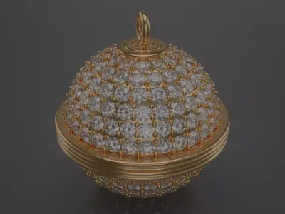 Spherical diamond pendant 3D model jewelry 3D model