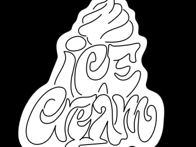 Ice Cream Neon Sign 3D model