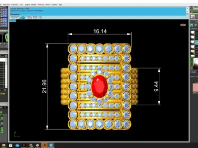 Luxury Rectangle Double Layer Gemstone Ring for Women 3548 3D print model