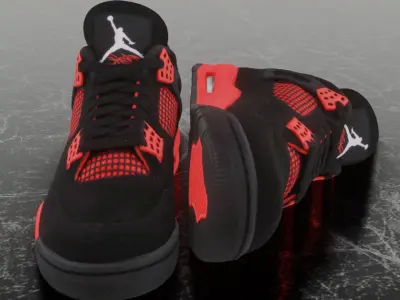 NIKE AIR JORDAN 4 RETRO RED THUNDER 3D SHOES Low-poly 3D model