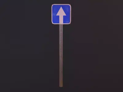 Road sign showing forward way Low-poly 3D model