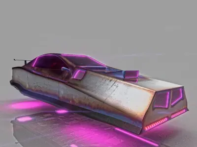 Scifi cyberpunk car Low-poly 3D model
