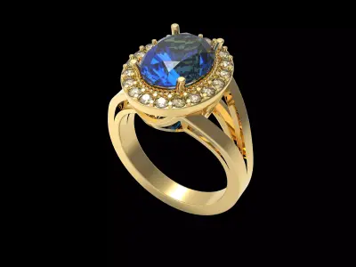Oval tanzanite ring 3D print model