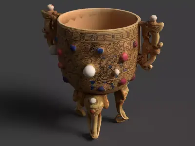 Golden cup figure    Low-poly 3D model