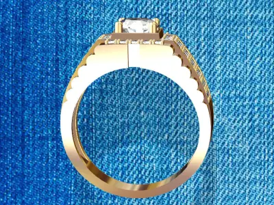 Men ring with diamonds 3D print model